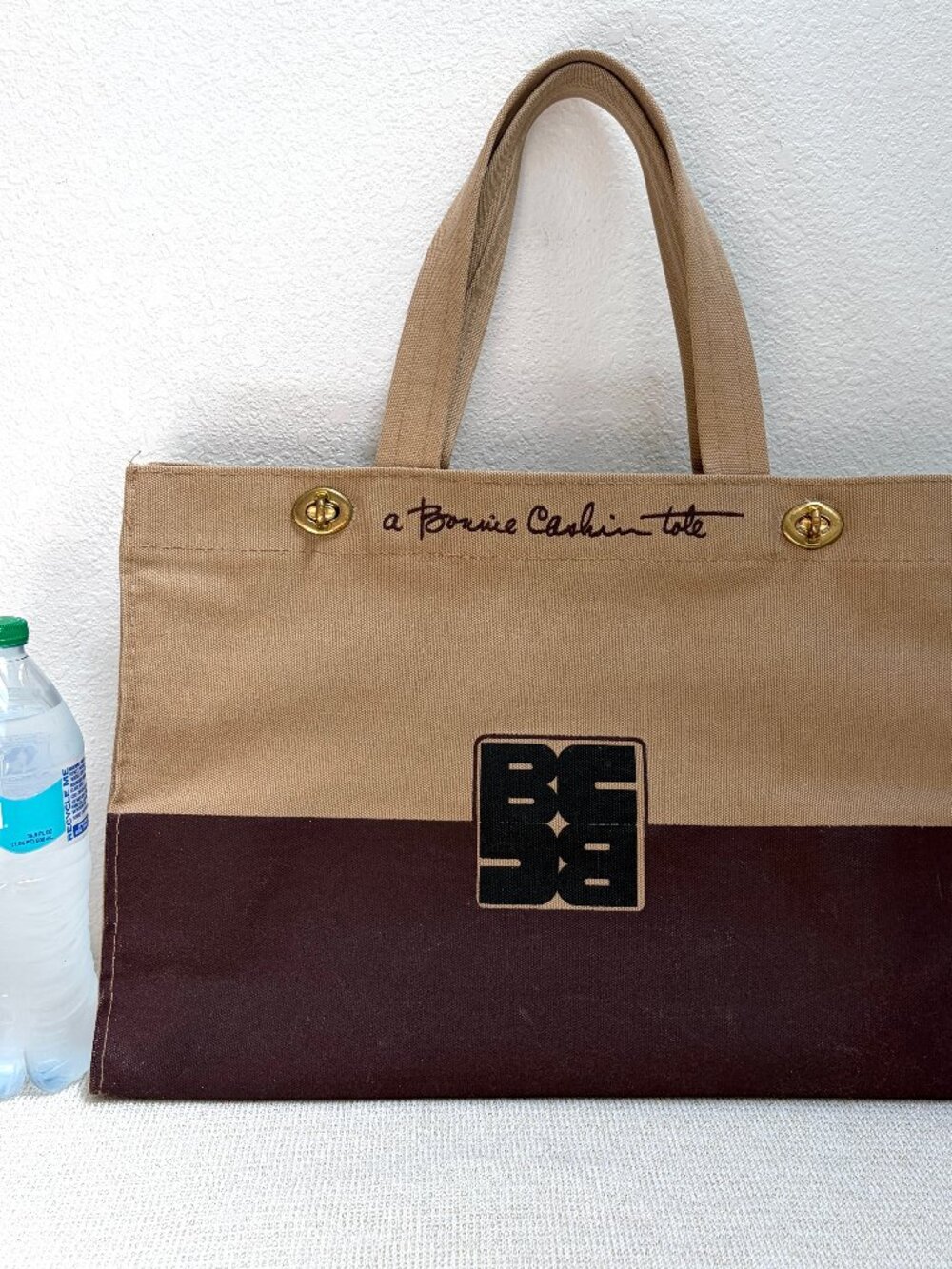 Vintage BONNIE CASHIN Tote for D Klein, tan + brown canvas, very rare, 1977, GVC - Picture 13 of 16